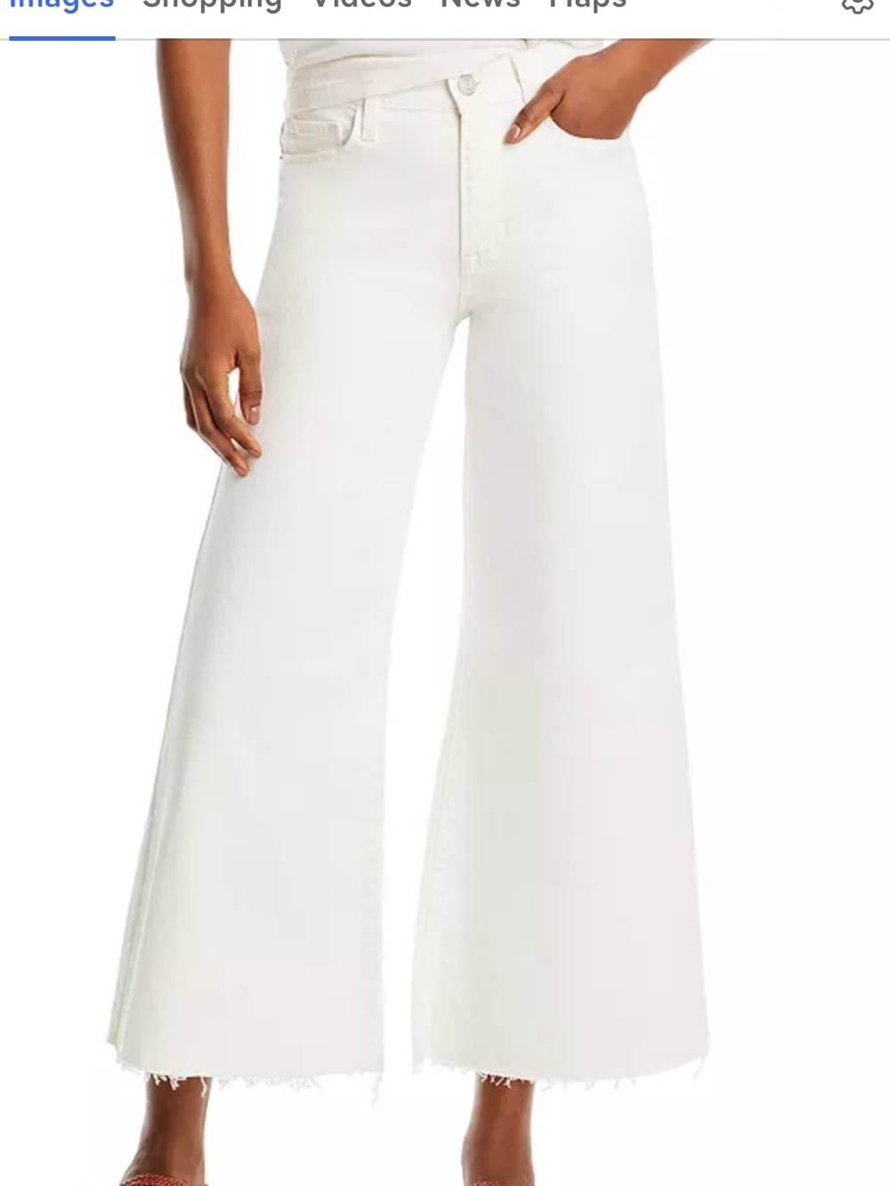 Frame Denim White Wide-Leg Frayed Hem Jeans
